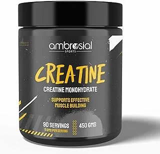 Ambrosial Creatine Monohydrate 450mg | Pure Muscle Power Boost | Enhance Strength & Endurance Naturally |Creatine Supplement for Fitness & Bodybuilding | Non-GMO & Gluten-Free | 90 Servings