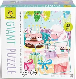 Ludattica Giant Puzzle: Happy Birthday - 48-Piece Set - Celebration Jigsaw Fun - Interactive Play - Indoor Activity - Hand-eye Coordination