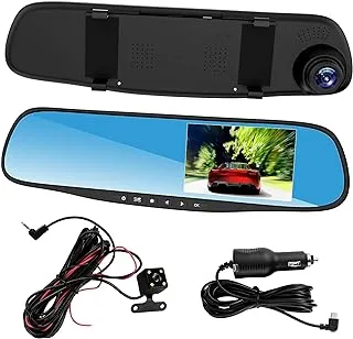 Sulfar Dash Cams for Cars Front and Rear, Dual Lens HD 1080P 4. 3in Car DVR Rearview Mirror Camera Dash Cam Video Recorder