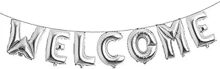 16 inch Welcome Balloon Banner Balloons Foil Letter Balloon Anniversary Celebration Party Decorations (WELCOME SILVER)