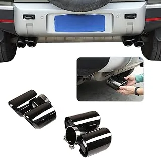 Stainless Steel Car Exhaust Pipe Noise Canceller Cover Stickers For Land Rover Defender 90 110 2020-2022 Auto Accessories (Black)