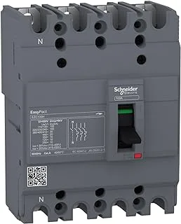 Schneider Electric EZC100H EasyPact EZC TMD 60A 4-Poles 3D Circuit Breaker, Black