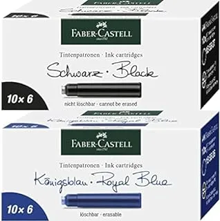 Faber-Castell Ink Cartridge Packet Of 6X10Pc Black + Ink Cartridge Packet Of 6X10Pc Blue