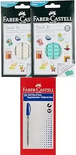 Faber-castell reusable tack it green/white pack of 2 + castell ballpen blue 1mm box of 10