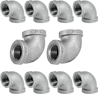 Supply Giant GMNL0012-10 1/2 Inch 90 Degree Elbow Malleable Iron Threaded Pipe Fitting, (Pack Of 10), Galvanized