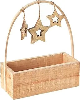 HomeBox Lumber Natural Wooden Planter - 23x10x26 cm