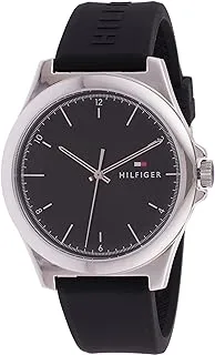 Tommy Hilfiger MEN'S BLACK DIAL BLACK SILICONE STRAP WATCH - 1710617