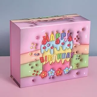 3D Rainbow Cake Happy Birthday Day Gift Box - Medium 24x21x11cm