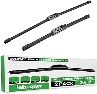 lebogner Wiper Blades 26 Inch + 16 Inch Pack of 2 All-Seasons Automotive Replacement Windshield Wiper Blades For My Car, Stable And Quiet Silicone Beam Blade Compatible With U/J Hook, Easy To Install