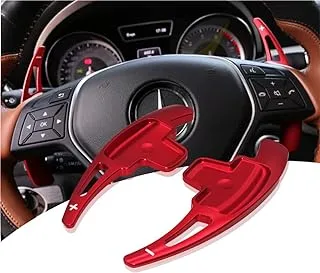 NYZAUTO Aluminum-Alloy Steering Wheel Paddle Shifter Extension Compatible with Mercedes Benz A B E GLA GLK SLK M GL Class (Model A-Red)