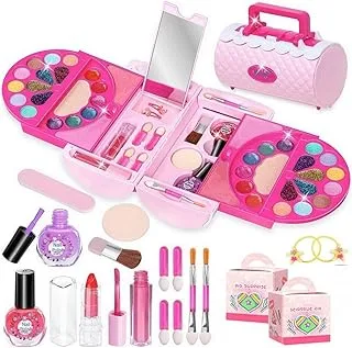 Kids Makeup Set for Girls: Makeup Kit Toy for Pretend Play – Real Washable Cosmetic Makeup Toys with Portable Box, Safe &Non-toxic Princess Dress-Up Toy –Gift for Girls Children Aged 4 5 6 7 8