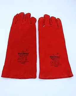 AL ARQAM Leather Welding Gloves - Heat and Fire Resistant Welders Glove (Red)