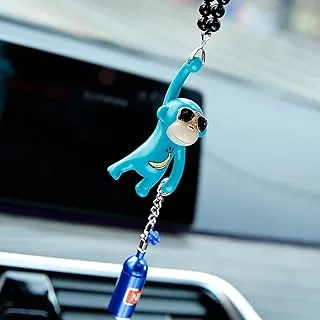 YGMONER Wearing Sunglasses Monkey Car Interior Rear View Mirror Hanging Ornaments (Blue& nitrogen Bottle)