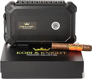 Kobi & Knight Travel Cigar Humidor with Hygrometer - Case for 6 x 8-Inch Cigars -Waterproof Dustproof Portable Cigar - Shockproof Humidor Kit - Cigar Aficionados Accessories - Cigars Gift Set for Men