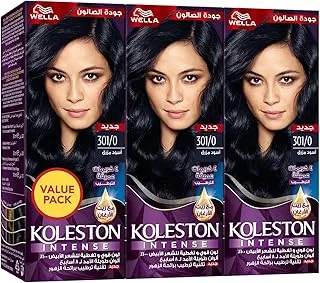 Wella Koleston Intense Hair Color 301/0 Blue Black x3 Value Pack