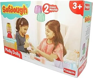 Funskool Fundough Playset Molly Dolly, Pretend playset, Multicolour, Dough, Toy, Shaping, Sculpting, 3 Years and Above