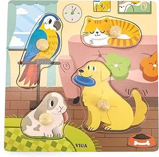 Viga Wooden Knob Puzzle - Pets