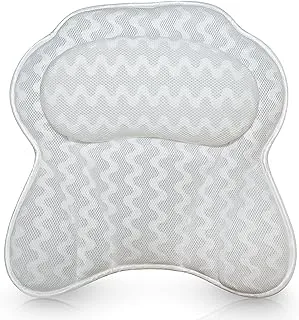 Bath Haven Bath Pillow Bathtub Pillow Back Neck Support Pillow, Spa Cushion for Tub, Relaxing Headrest Bath Pillow, Portable Washable Bathtub Accessories with 3D Air Mesh Thick Soft Bath Pillow, White