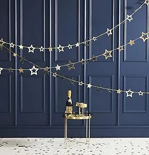 Ginger Ray Gold Star Hanging banner Garland Party Christmas Decoration, Pop The Bubbly One Size POP-412