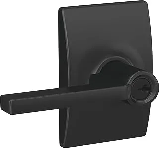 Schlage F51A LAT 622 CEN Latitude Door Lever with Century Trim, Keyed Entry Lock, Matte Black