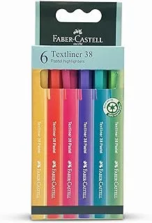 Faber-Castell Pastel Slim Highlighter 6pcs Assorted Colours, Mark 2 line widths - fine and broad, Easily clips onto your pocket or paper Wedge tip