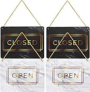 BPS Plus Double Sided Open and Closed Sign for Businesses, Marble Print (2 Pack)