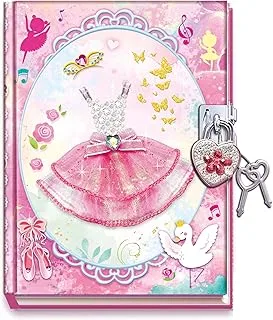 Pecoware 530DD Ballerina Dress Lockable Diary for Girls, 18 x 14 cm Size, Pink