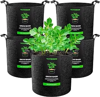 VIVOSUN 5-Pack 3 Gallon Plant Grow Bags Heavy Duty Thickened Nonwoven Fabric Pots with Handles