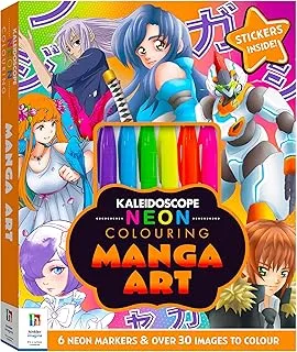 Hinkler Kaleidoscope Neon Coloring Kit Manga Art