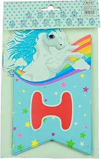 Italo Unicorn Model Happy Birthday Banner for Birthday Decoration, Multicolor