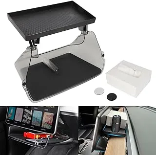 motoparty Center Console Organizer for Tesla Model Y Accessories Model 3 Accessories Under Screen Organizer Box Large Capacity Magnetic Installation Non-Slip Transparent Acrylic