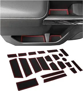 JKCOVER Center Console Liner Compatible with (2019-2020) Chevy Silverado/GMC Sierra 1500 and 2020 Chevy Silverado/GMC Sierra 2500/3500 HD Door Cup Holder Accessories (Crew Cab with Bucket Seat) Red