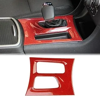 crosselec Carbon Fiber Central Control Gear Shift Panel Trim Fit for Dodge Charger 2015+ (red)