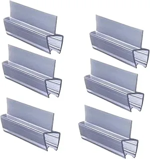 Biella 6Pcs Translucent Weather Stripping Seal Sweep with Drip Rail, Shower Door PVC Silicone Lip Seal Strip for Frame-less Glass (12MM 1MTR CENTER)