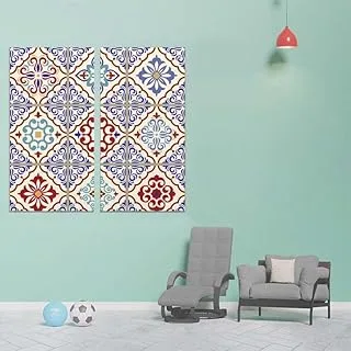 Square Tiled Tapestry, Canvas wall art painting, Multicolour, Canvas, 2 Pieces, 40 x 80 cm By(BPA®)