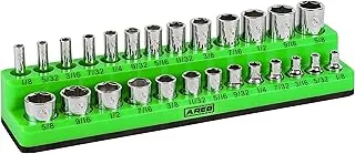 ARES 60005-26-Piece 1/4 in SAE Magnetic Socket Organizer -GREEN -Holds 13 Standard (Shallow) and 13 Deep Sockets -Perfect for your Tool Box -Also Available in RED