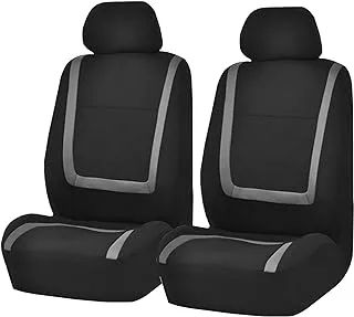 FH Group Car Seat Covers Front Set in Cloth - Car Seat Covers for Low Back Car Seats with Removable Headrest, Universal Fit, Automotive Seat Covers, Washable Car Seat Cover for SUV, Sedan, Van Gray