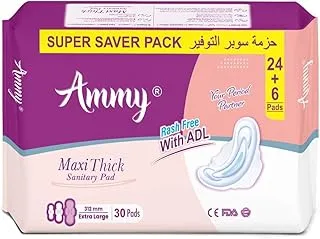 Ammy Maxi Thick Sanitary Pads XL (Value Bundle 24+6)