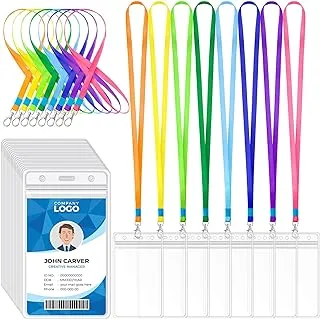 48 Sets Kids Lanyard with ID Badge Holder Bulk Vertical Name Tag Holder Neck Lanyard for Adult (Assorted Color)