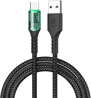 DOIT 3A Nylon Braided Charging Data Cable [Type USB to C], Fast Data Transmission Sync & Charging Speed upto 480mbps, Universal Compatibility| See Through Design With Intelligent Display Lamp [150 cm]