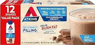 ATKINS Protein Rich Shake Milk Chocolate Delight Pack of 12 - (12 X 325 ml)