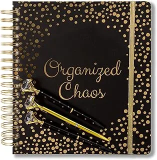 Votum 18-Month Day Large Planner, 2024-2025, Daily, Weekly & Monthly, January 2024-June 2025, Organized Chaos, Black - Appointment Book with 3 Sticker Sheets, Twin-Ring Binding, Notes Pages - School &