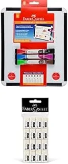 Faber-Castell Magnetic Whiteboard with 3 Twin Tip Markers + SMALL POLY BAG OF 16PC