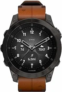 GARMIN EPIX GEN 2 SAPPHIRE - BLACK/CARBON GRAY DLC TI W/CHESTNUT LEATHER BAND + BLACK SILICON BAND