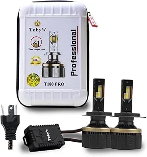 Toby’s T180 Pro H4 2 Pieces 360W Original Tested LED Headlight Bulb Assembly 36000 Lumens 180W/Piece Xtreme Bright With Color Temperature 6500K