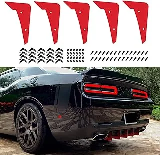 Rear Diffuser V3 5 Fins Set Compatible with Dodge Challenger SXT, RT, Hellcat 2015-2022 (Red)