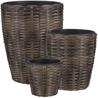 Suncoast Quin Outdoor Round Pot Planters (S)- Brown