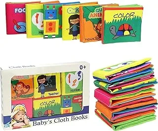 Mumoo Bear Baby's First Non-Toxic Soft Cloth Book Set - Squeak, Rattle, Crinkle,Colorful - Pack of 6