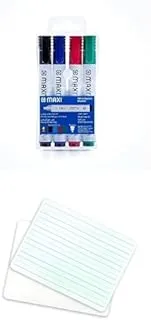 Maxi whiteboard marker bullettip wallet of4pcs + Dry-Erase Frameless A4 Whiteboard