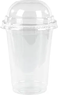 KHALEEJ PACK - [50 Cups] Clear Plastic Cups 10oz With Dome Lid – Strong & Durable For All Cold Desserts – Juice – Milkshake - Smoothie - Slush & Cold Coffee.